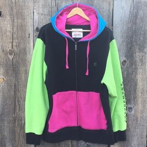 Burton Snowboards 80s-90s Style Color Block Hoodie